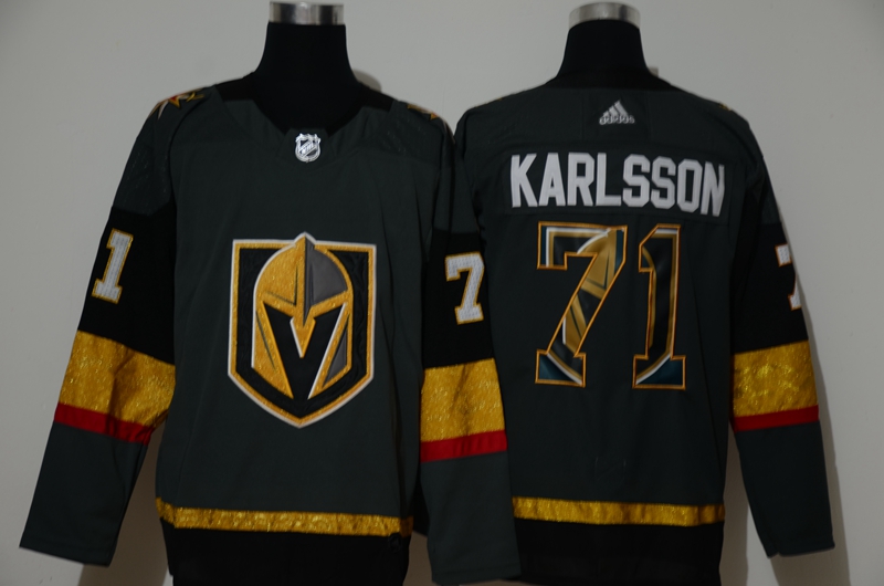 Cheap Vegas Golden Knights 71 Karlsson Adidas Men gold black NHL Jersey print
